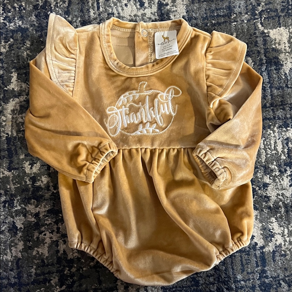 Thankful Embroidered Baby Romper